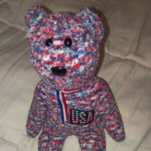TY Beanie Baby 2000 RED WHITE & BLUE USA TEDDY BEAR 8" Stuffed Animal Toy